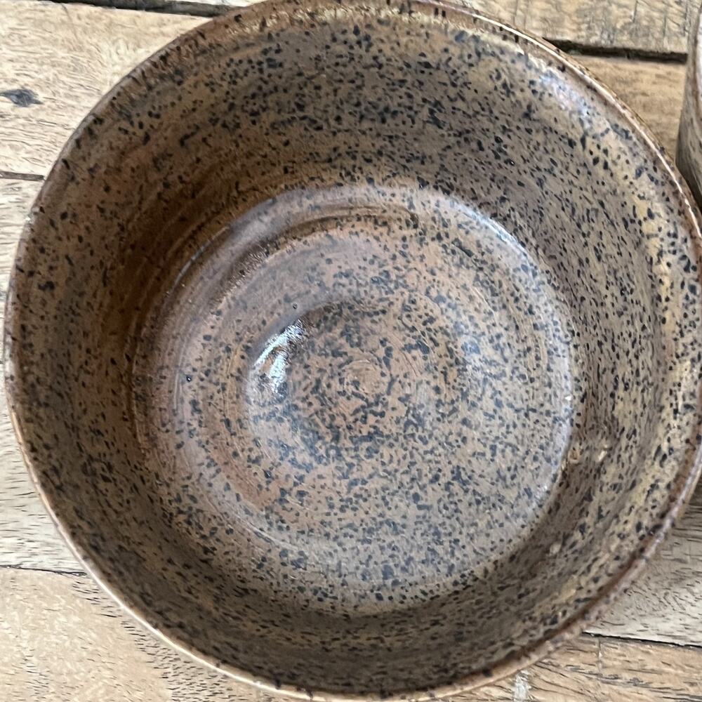 Studio Art Stoneware Bowl & Cup Set (3) Speckled Two Tone Dipped Semi-Matte - Picture 10 of 16